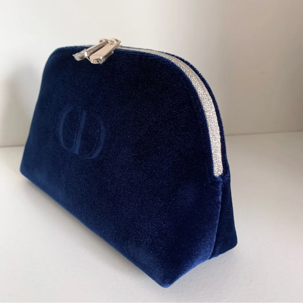 Dior navy velvet zippy pouch